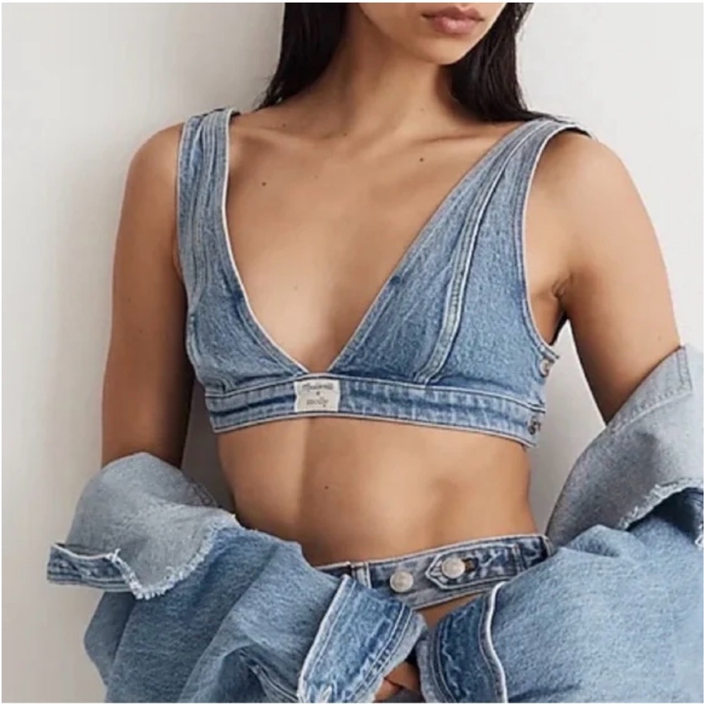 Madewell x Molly Dickson Light Blue Denim Braletette